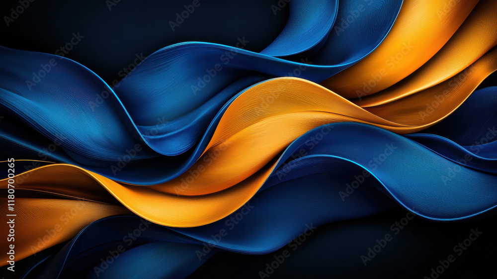 Poster the art of year snake concept, flowing abstract design with blue and gold waves creating dynamic vis