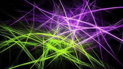 Abstract Neon Lines Green Purple Intertwined Design
