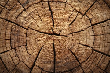 Fototapeta premium Close-Up View of Tree Ring Texture Showing Natural Wood Patterns