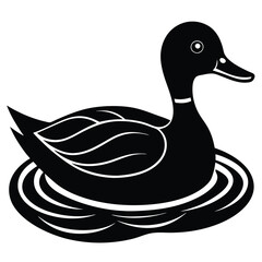 A basic duck icon with a curved beak and simple wing lines, vector art.