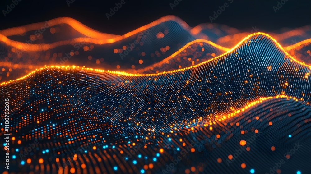 Poster glowing circuits and interconnected nodes create a mesmerizing high tech digital abstract background