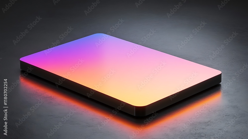 Poster illuminated gradient rectangular block on dark surface