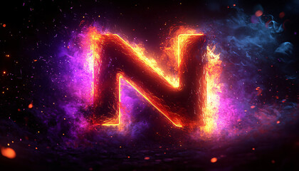 An electrifying neon letter 'N' logo, perfect for modern branding, tech events, and creative companies, ideal for promotional materials and digital designs.