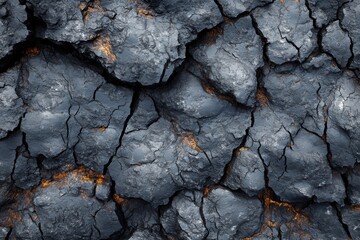 Dark Cracked Surface with Glowing Lava Highlights in Textured Appearance