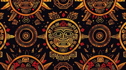 inca sun god seamless pattern wallpaper