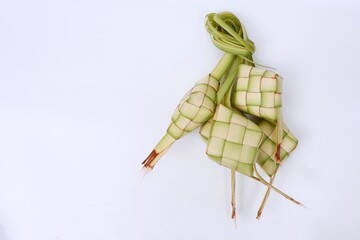 Ketupat or rice cake on white background