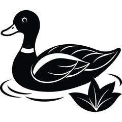 A basic duck icon with a curved beak and simple wing lines, vector art.