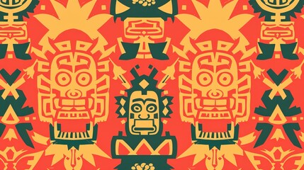 Obraz premium inca sun god seamless pattern wallpaper