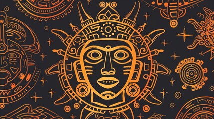inca sun god seamless pattern wallpaper
