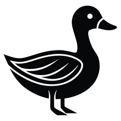 A basic duck icon with a curved beak and simple wing lines, vector art.