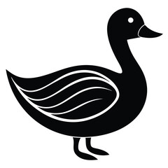 A basic duck icon with a curved beak and simple wing lines, vector art.