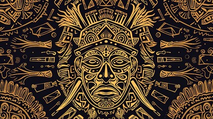 inca sun god seamless pattern wallpaper