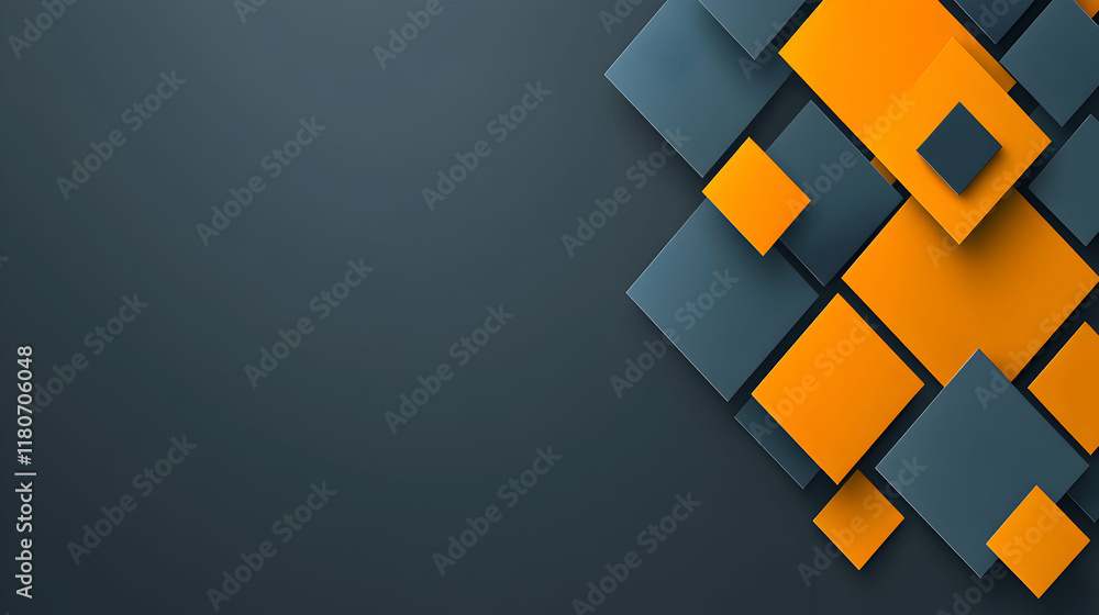 Aufkleber abstract background with overlapping orange and dark gray squares, creating a modern and dynamic des