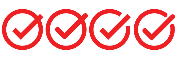 Simple checkmark in a box set with different line width. Correct, approved symbol. Vector icons in flat style. Check box tick mark icon set button correct right. EPS 10