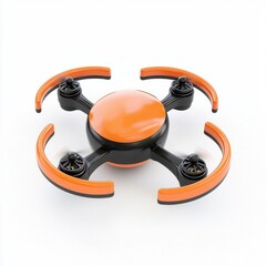 Modern Orange and Black Drone with Four Rotors for Aerial Photography