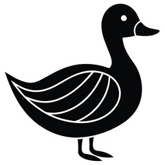 A basic duck icon with a curved beak and simple wing lines, vector art.