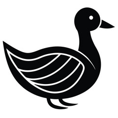 A basic duck icon with a curved beak and simple wing lines, vector art.