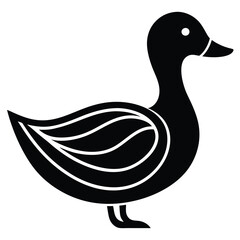 A basic duck icon with a curved beak and simple wing lines, vector art.