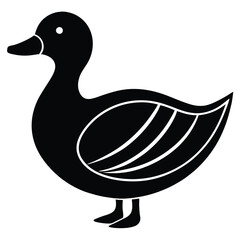 A basic duck icon with a curved beak and simple wing lines, vector art.