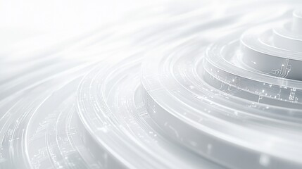 Obraz premium Abstract white circular design with subtle technological patterns.