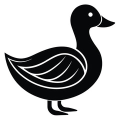 A basic duck icon with a curved beak and simple wing lines, vector art.