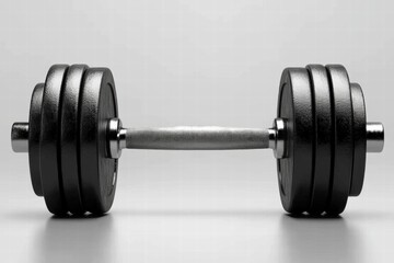 Fototapeta premium Classic Black Dumbbell Isolated on Minimalist Background