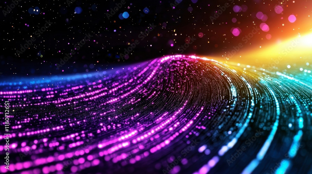 Aufkleber vibrant abstract light wave with colorful particles and sparkling background