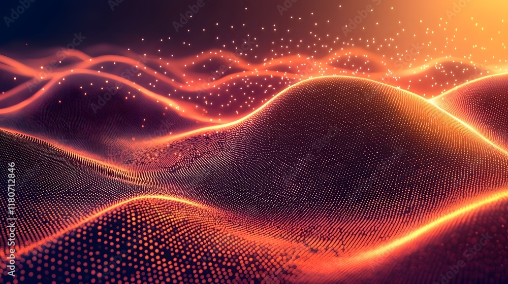 Poster captivating abstract holographic pattern with shimmering glowing light reflections and mesmerizing w