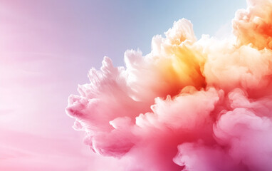 Fototapeta premium Dreamy pastel pink orange gradient clouds swirling in surreal ethereal atmosphere creating soft delicate abstract background pattern design