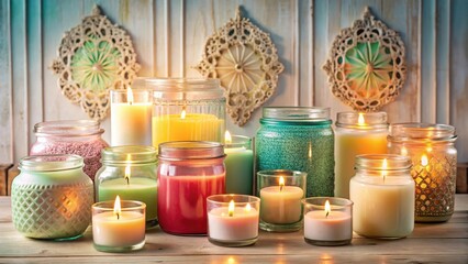 Aromatic Candles in Glass Jars Create a Relaxing and Serene Atmosphere