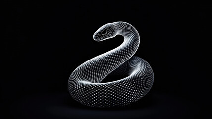 Fototapeta premium The art of year snake concept, minimalistic snake design with wireframe appearance on dark background