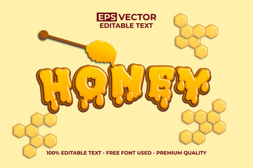 Honey Melt with Honeycomb Background text effect 3d style.