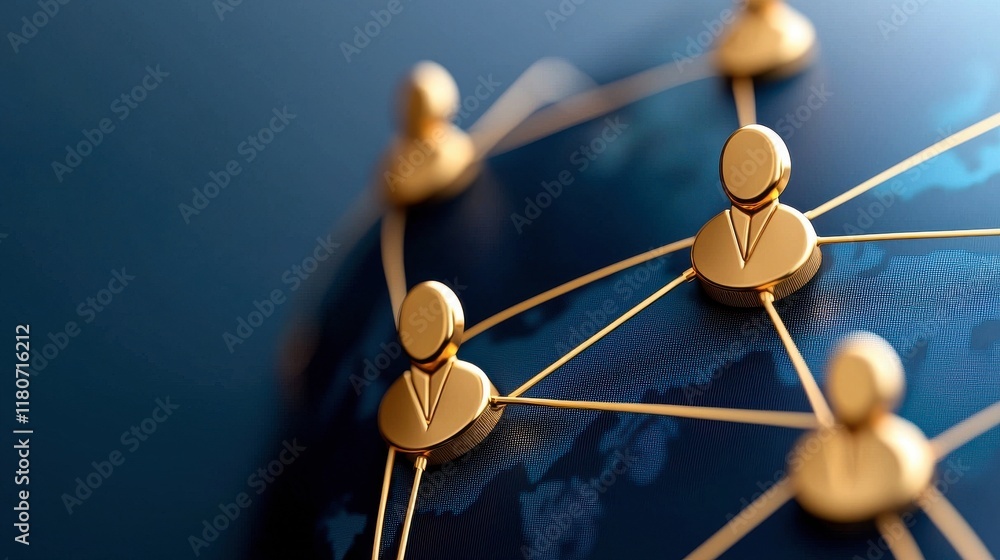Poster people connected by networking concept on a global map background