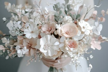 Elegant Paper Flower Bouquet Delicate Bridal Arrangement