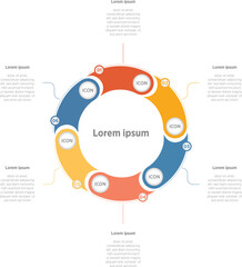 Six modern circular Infographic. Symbol graphics. Rotating image.