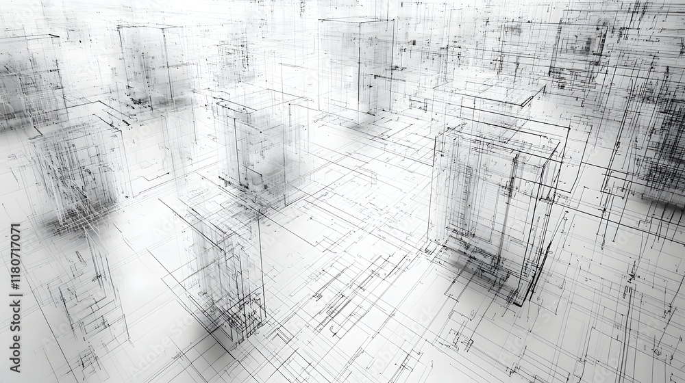 Poster futuristic blueprint style tech design with detailed circuits and geometric grids abstract digital f