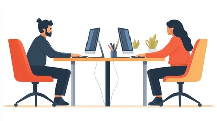 Happy work of men and women, win-win cooperation, disputes over work