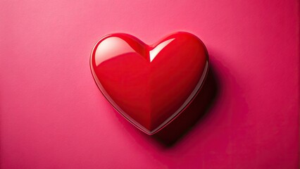 Fototapeta premium Romantic red heart stickers on a pink background, perfect for Valentine's Day decorations.
