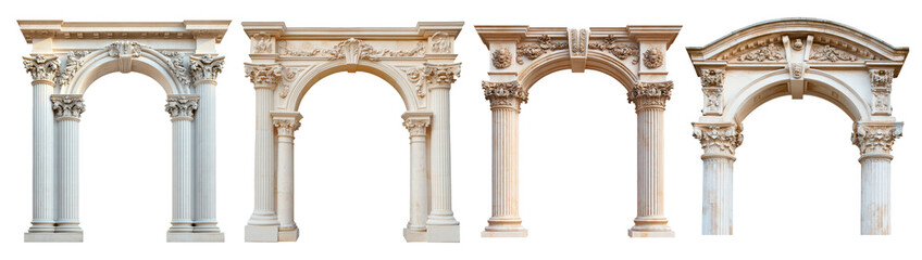 Naklejka premium Classic column arch isolated on transparent background PNG