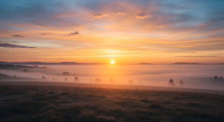 Obraz premium sunrise on mountaintop plain