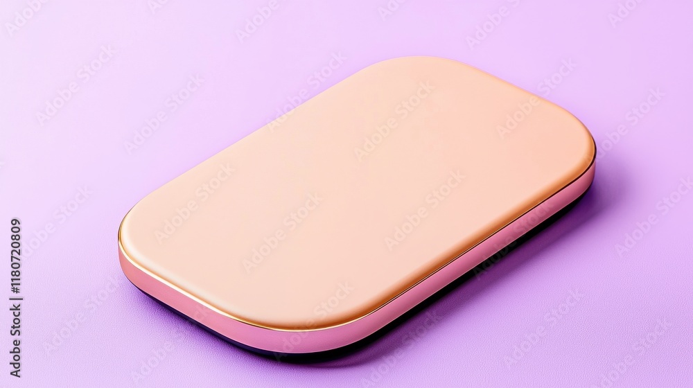 Poster stylish soft pink rectangular object on smooth lilac surface for visual appeal