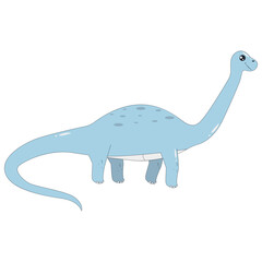 Cute Colorful Dinosaur Isolated on White Background. Flat Cartoon Vector Character.