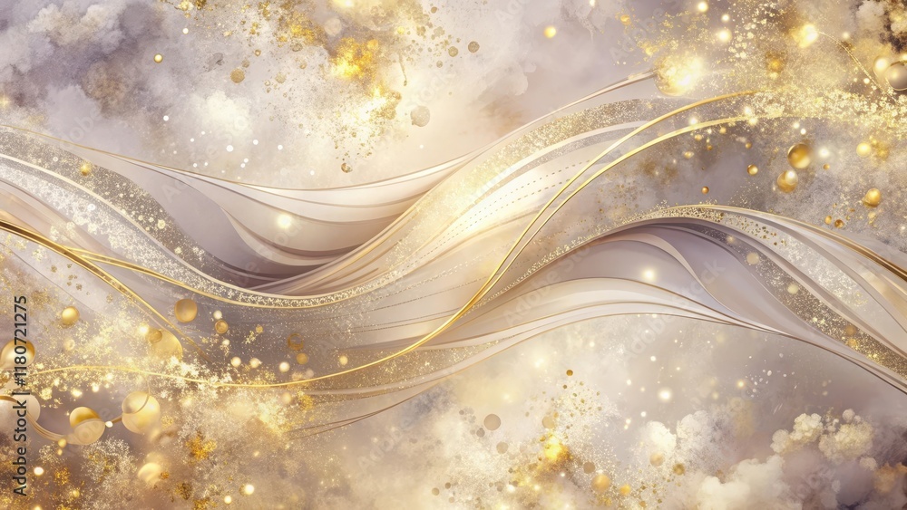 Canvas Prints elegant abstract gold and beige wave design with sparkling shimmer