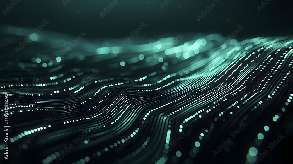 Poster mesmerizing neon circuits flowing into vanishing dimensional vortex on a dark futuristic background 