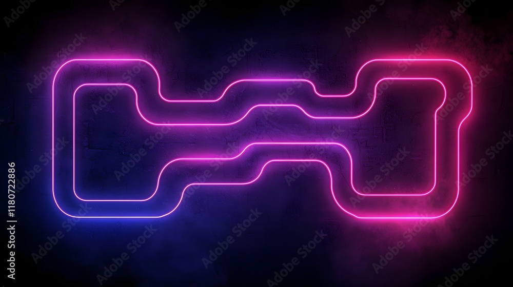 Poster mesmerizing neon light circuit design with an intricate futuristic pattern against a dark moody back