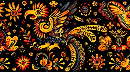 mexican folk art seamless pattern wallpaper