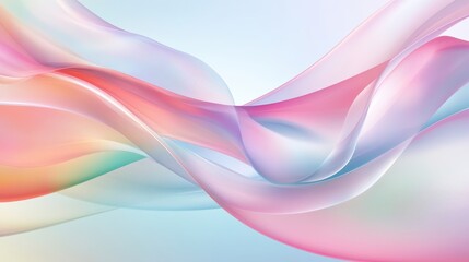 A colorful, flowing wave of pink, purple, and blue