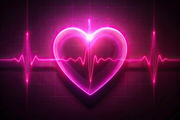 Neon Heart ECG AI Art: Generative Digital Heartbeat Artwork