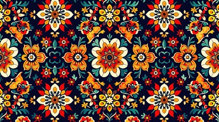 mexican folk art seamless pattern wallpaper