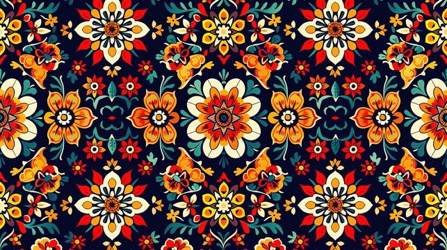 mexican folk art seamless pattern wallpaper